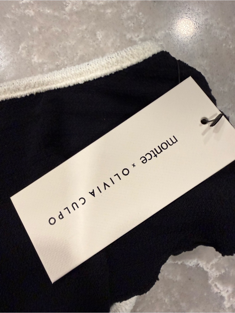Montce Olivia Culpo Black Cream White Terry Rib Bikini Set Medium NWT - Picture 3 of 6